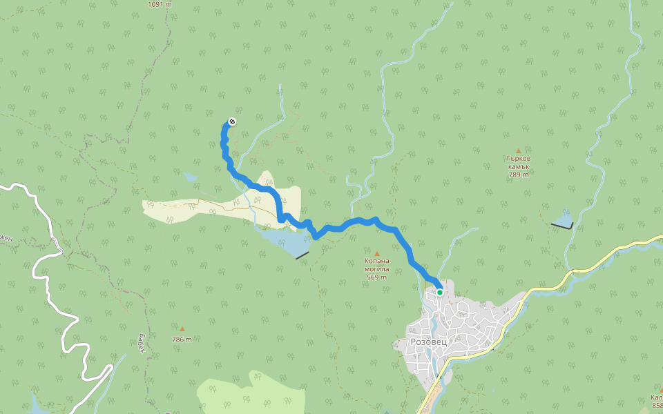 с. Розовец - Правите камъни walking route map in Rozovets