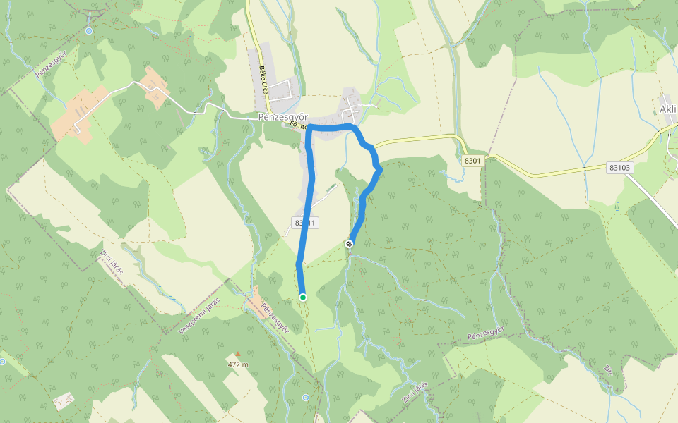 KT walking route map in Pénzesgyőr