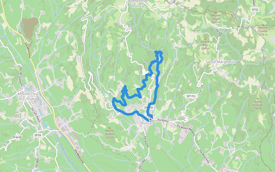 A walking route map in Roncà