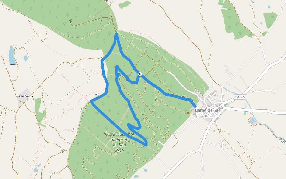 Pedra do Galo walking route map in Barão de São João
