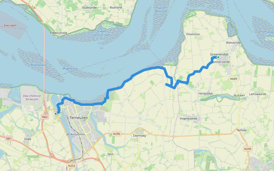 Grenslandpad - 27 - Variant Oost Zeeuws-Vlaanderen etappe 6 walking route map in Kloosterzande