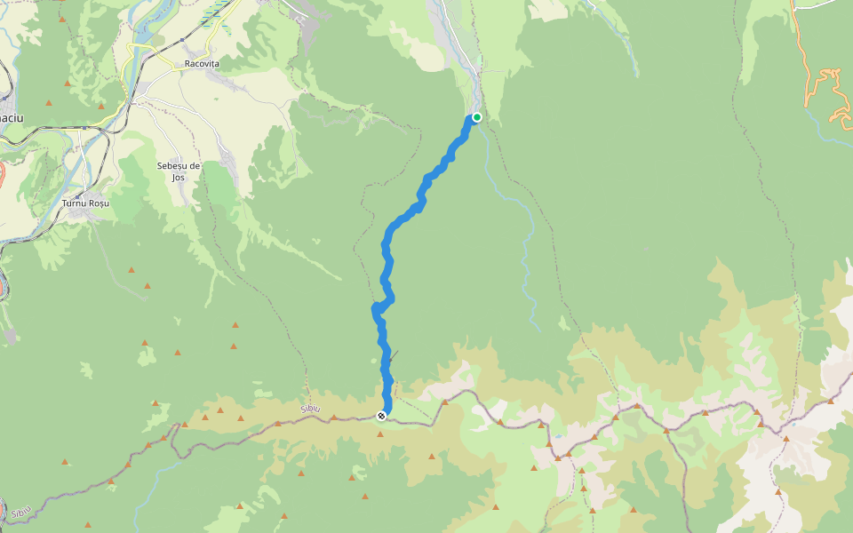 V. Avrigului - Cabana Suru - creasta principală walking route map in Sebeşu de Sus