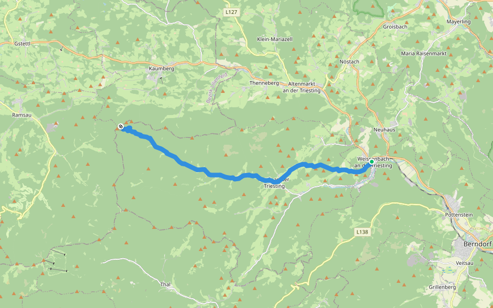 Weißenbach a.d. Triesting - Wolfsgrube - Veiglkogel walking route map in Weissenbach an der Triesting