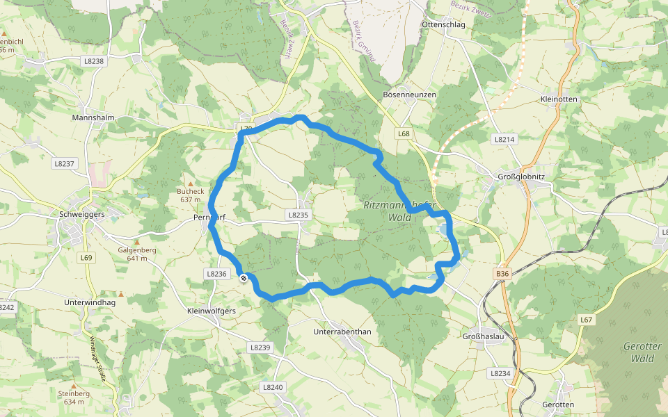 Wasser Weg 44 walking route map in Kleinwolfgers