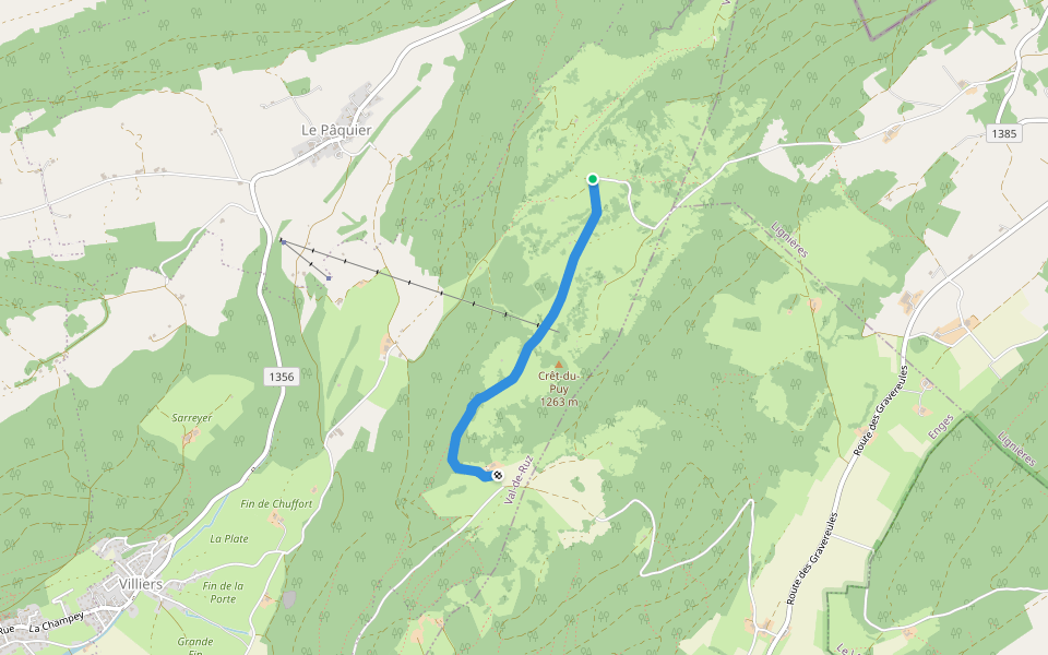La Dame - Chuffort walking route map in Lignières