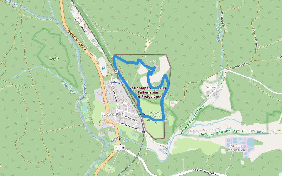 Rundgang Wildtiere walking route map in Zwiesel