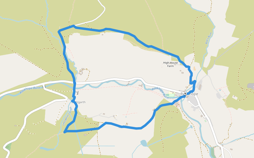 Mineral Valleys Walk: Rookhope (short) walking route map in Rookhope