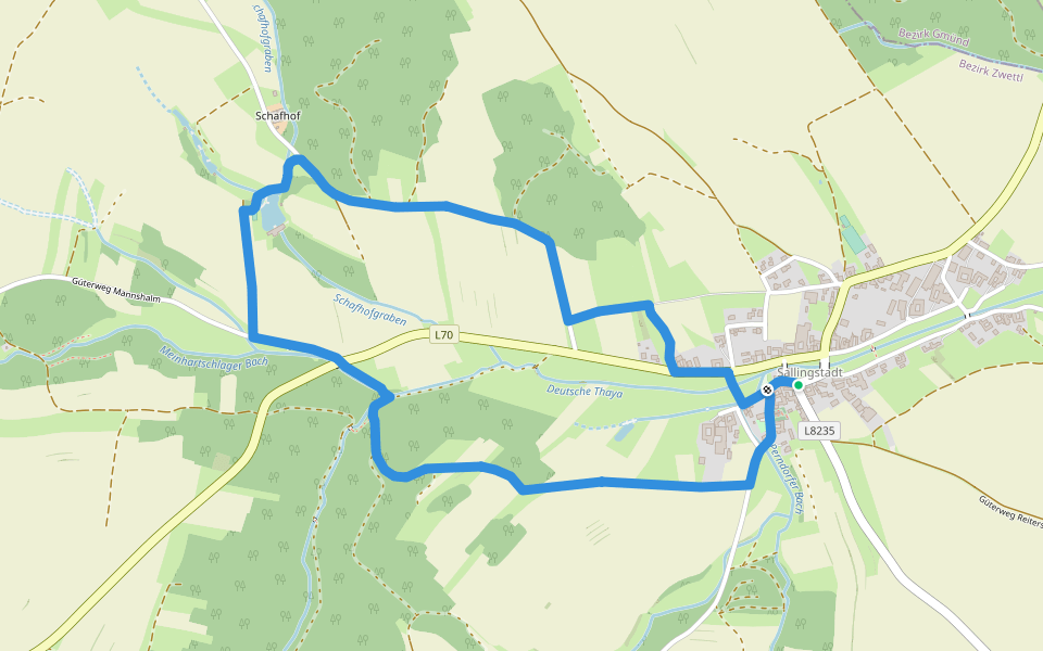 Familien Weg, Route 1 walking route map in Sallingstadt