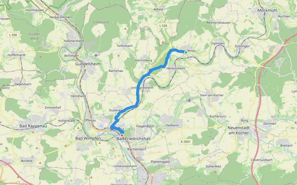 Kulturwanderweg Jagst - Etappe 1 walking route map in Neudenau