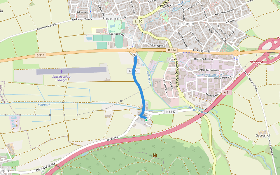 Burgenweg 6 walking route map in Hilzingen