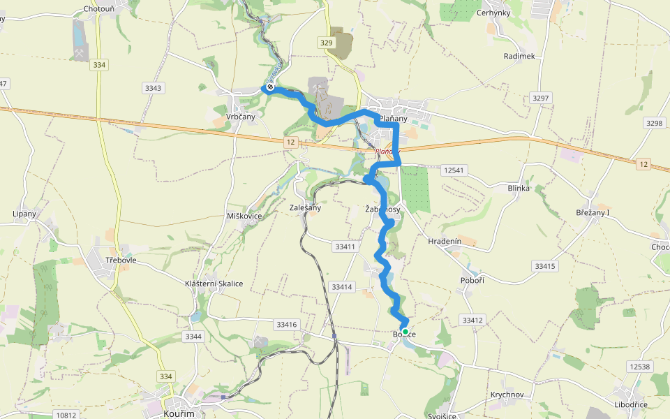 [M] Bošice - Vrbčany walking route map in Svojšice