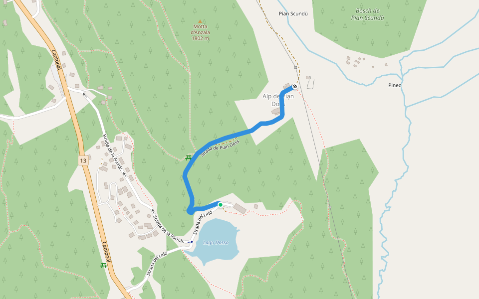 Lagh Doss - Alp de Pian Doss walking route map in Mesocco