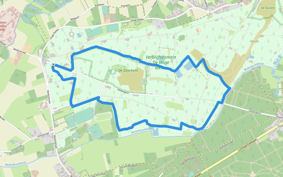 De Hoge Rielen groene lus walking route map in Kasterlee