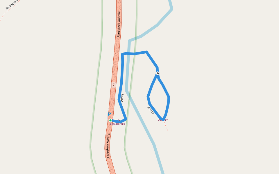 Alerce walking route map in Renihue