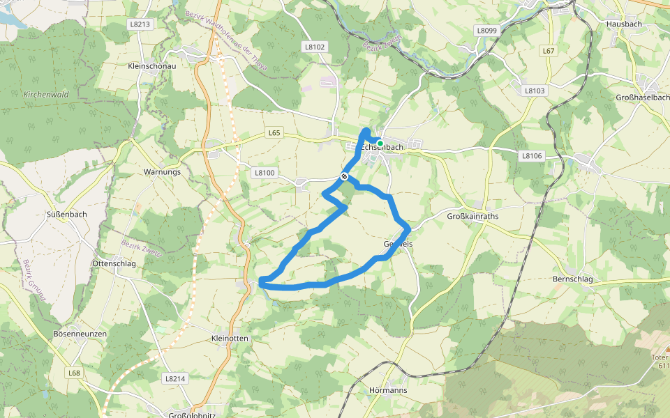 Kaisermarterlweg walking route map in Echsenbach