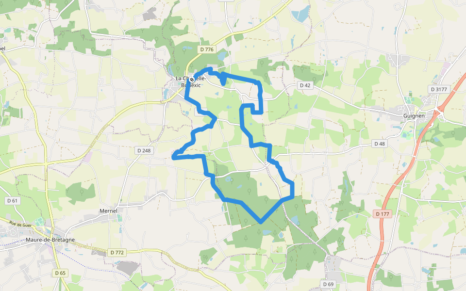 Le Chêne au Loup walking route map in La Chapelle-Bouëxic