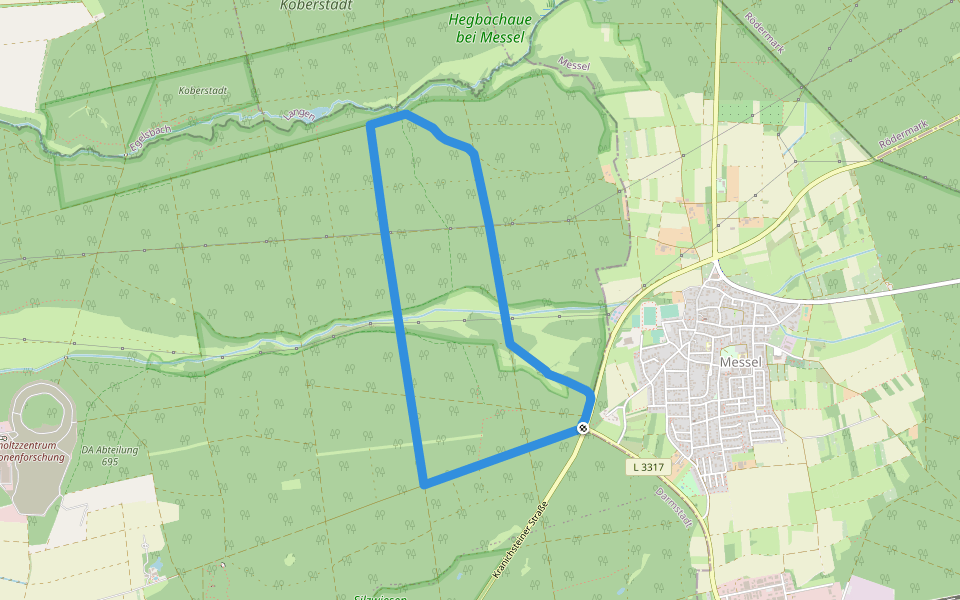 Rundwanderweg Darmstadt Messeler Falltorhaus 8: Mörsbacher-Grund-Weg walking route map in Messel