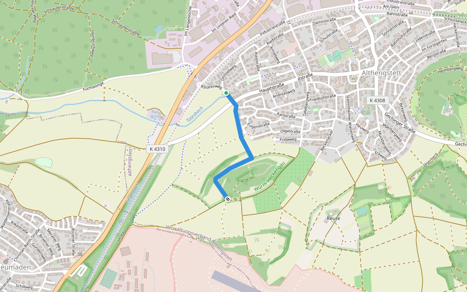 Althengstett Starenweg - Täfelberg walking route map in Althengstett