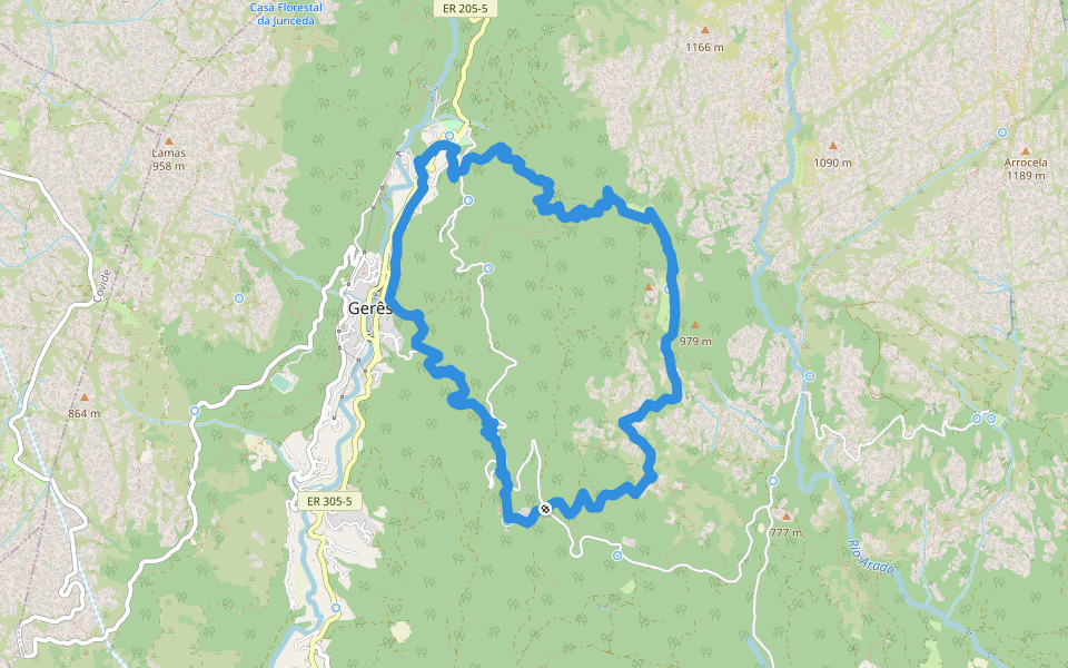 Trilho dos Currais walking route map in Gerês