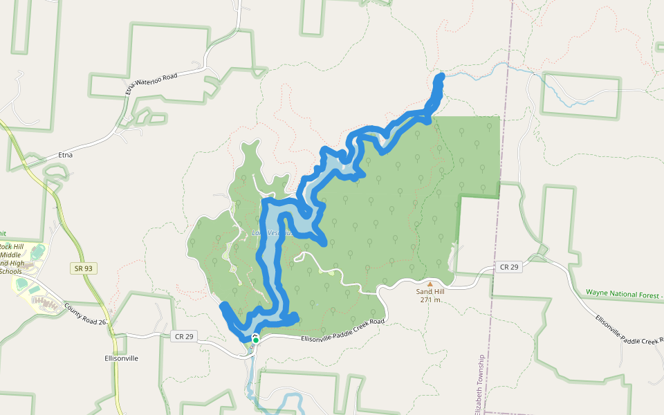 Lake Shore Trail walking route map in Pedro