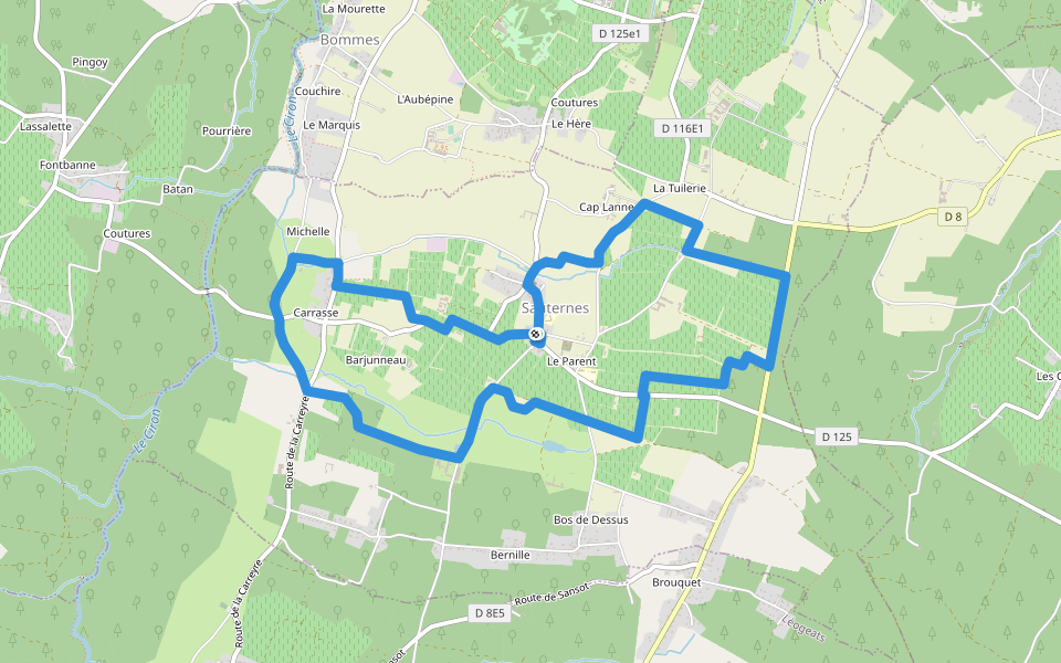 Botrytis Cinéréa : boucle locale walking route map in Sauternes