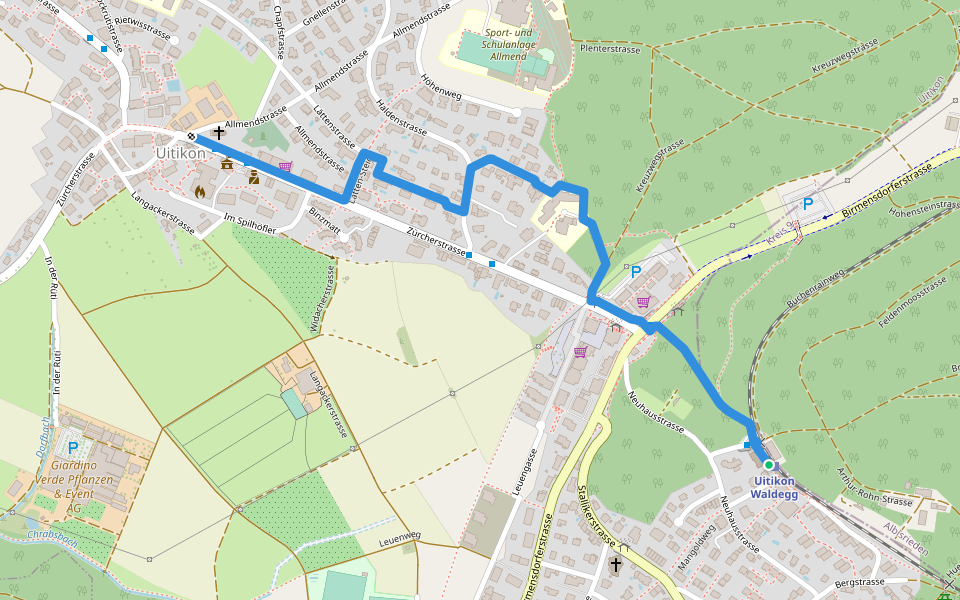 Uitikon Waldegg Station - Uitikon walking route map in Uitikon