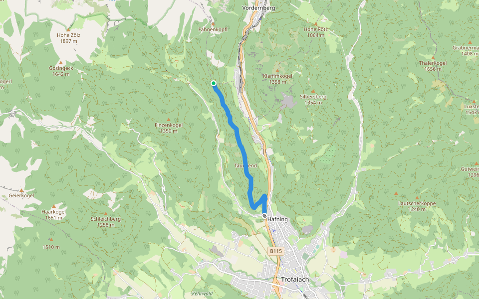 Wanderweg 689, Variante über Tauchend walking route map in Unterburgfried