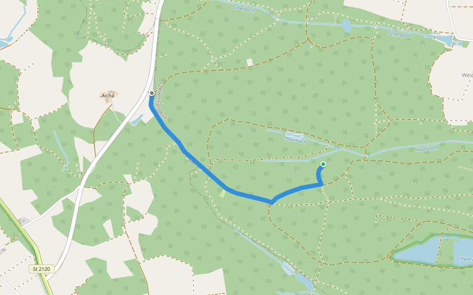 Aicha-Biestubn walking route map in Schlammersdorf