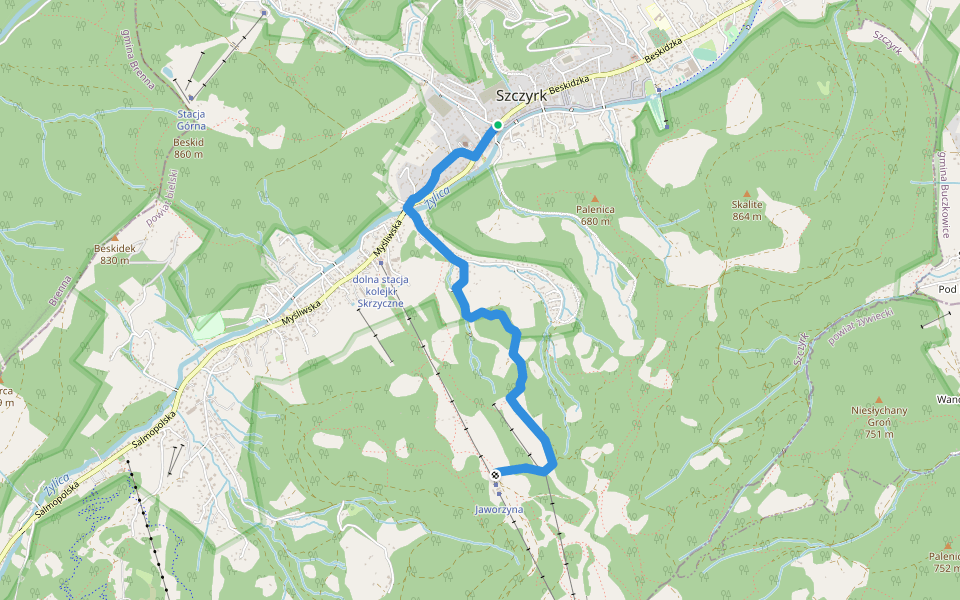 Jaworzyna walking route map in Szczyrk
