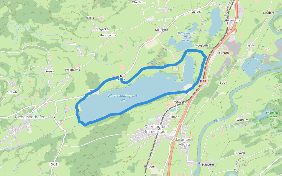 Seerundweg walking route map in Waltenhofen