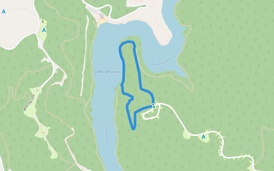 Whiskey Run Trail walking route map in Pedro