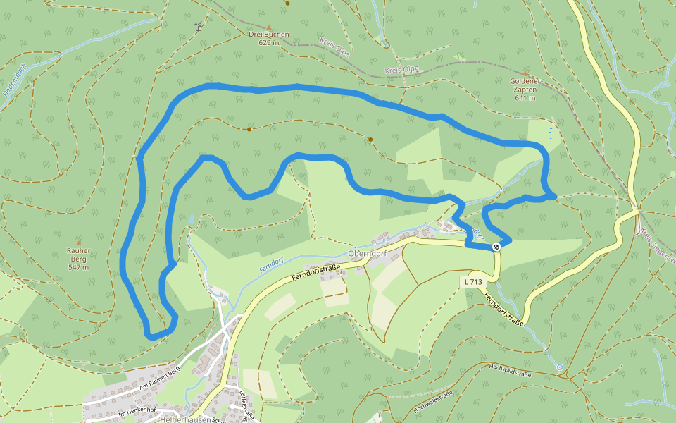 Oberndorf Rundweg A1 walking route map in Hilchenbach