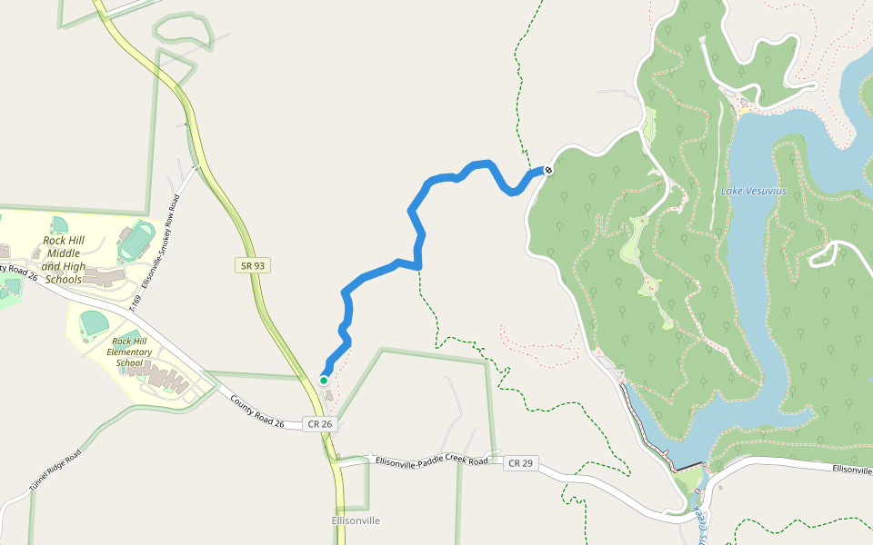 Addis Mine Trail walking route map in Hanging Rock
