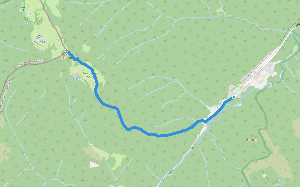 КПП - г. Кукул walking route map in Vorokhta