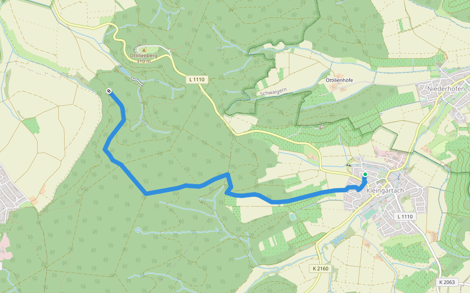 Roter Punkt, Mühlbach - Jägersee - Kleingartach walking route map in Eppingen