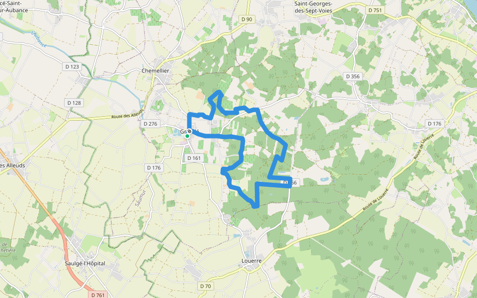 Circuit de Randonnée Pédestre PDIPR 'Entre Vigne et Forêt' walking route map in Gennes-Val-de-Loire