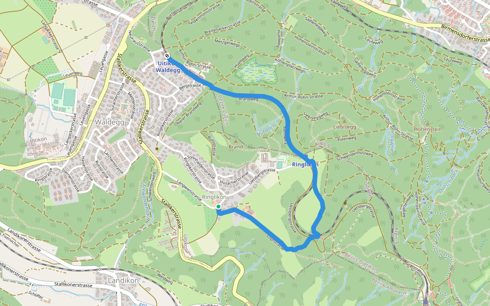 Uitikon Waldegg Station - Ringlikon walking route map in Uitikon