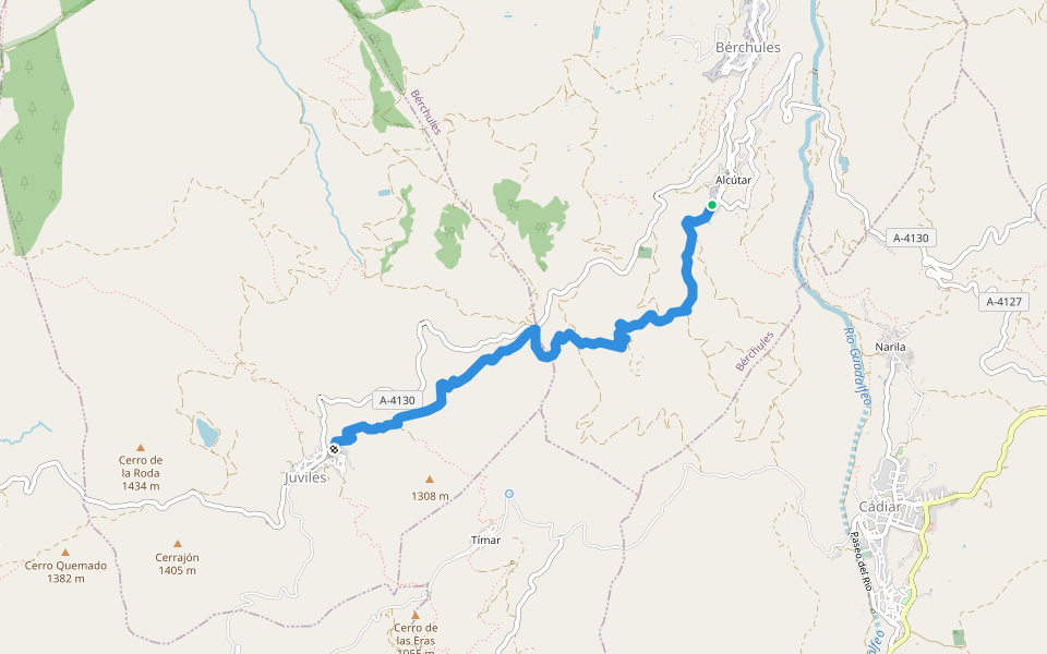 Sendero del mar al cielo walking route map in Alcútar