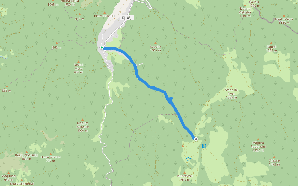 Coada Lacului Leșu-V. Guga-BA walking route map in Meziad