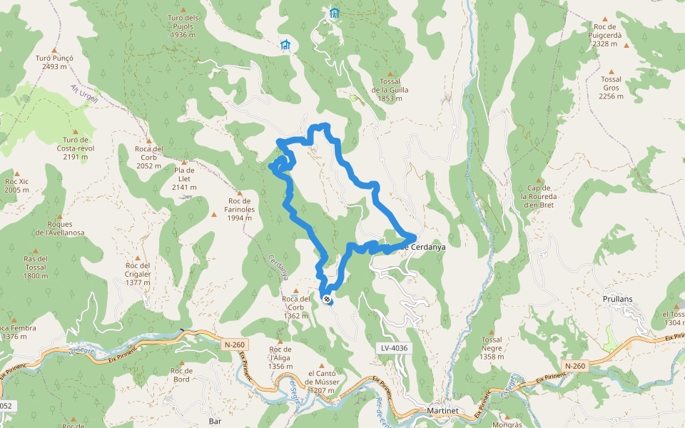 TC201 Músser Aransa Lles de Cerdanya walking route map in Músser