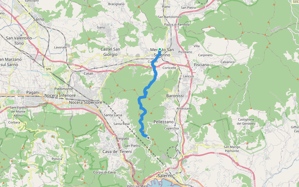 Sentiero Italia - Tappa S14S walking route map in Mercato San Severino