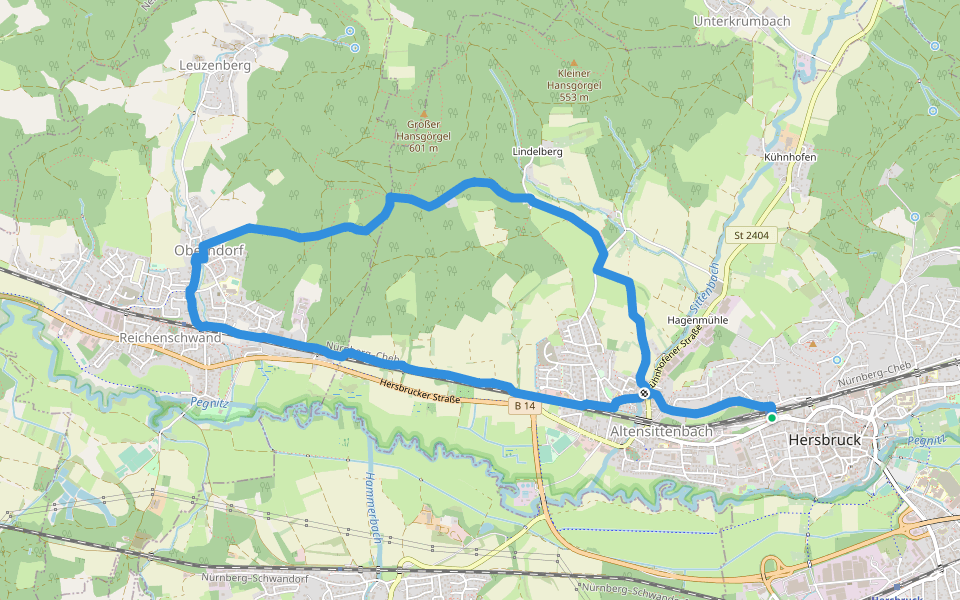 Hersbrucker Rundweg Nr. 7 walking route map in Hersbruck
