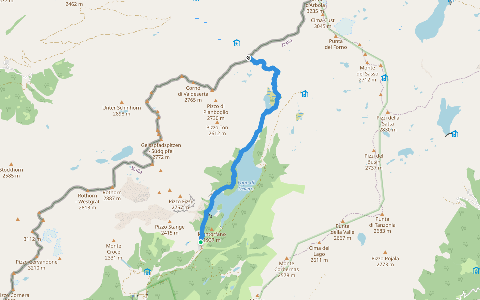 H00 - Via dell' Arbola Tappa 2 - Dal Devero a Binn (tratto italiano) walking route map in Crampiolo