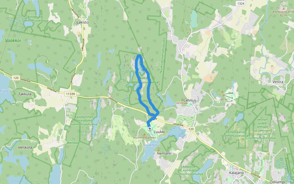 Reitti 5.6 km walking route map in Luukki