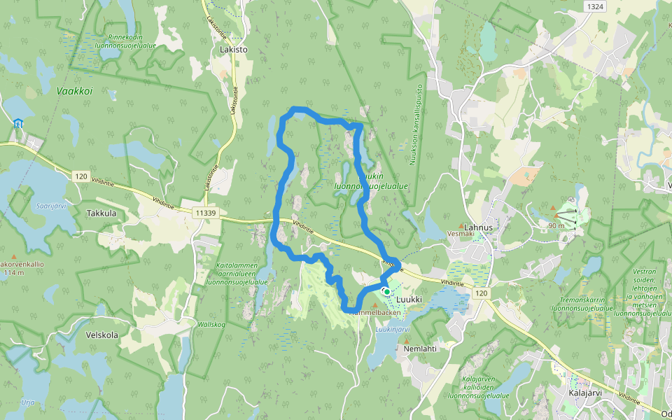 Reitti 8.6 km walking route map in Luukki