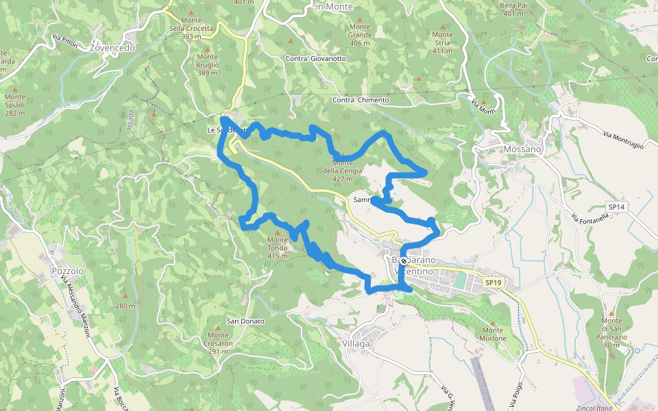 Sentiero della Cengia walking route map in Barbarano Vicentino
