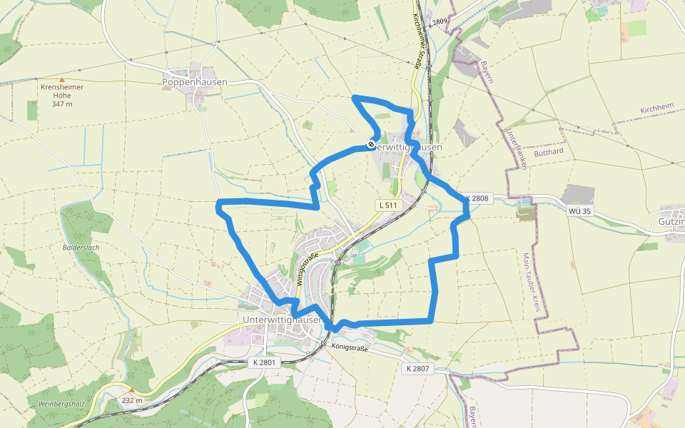 Bildstockweg Wittighausen walking route map in Wittighausen