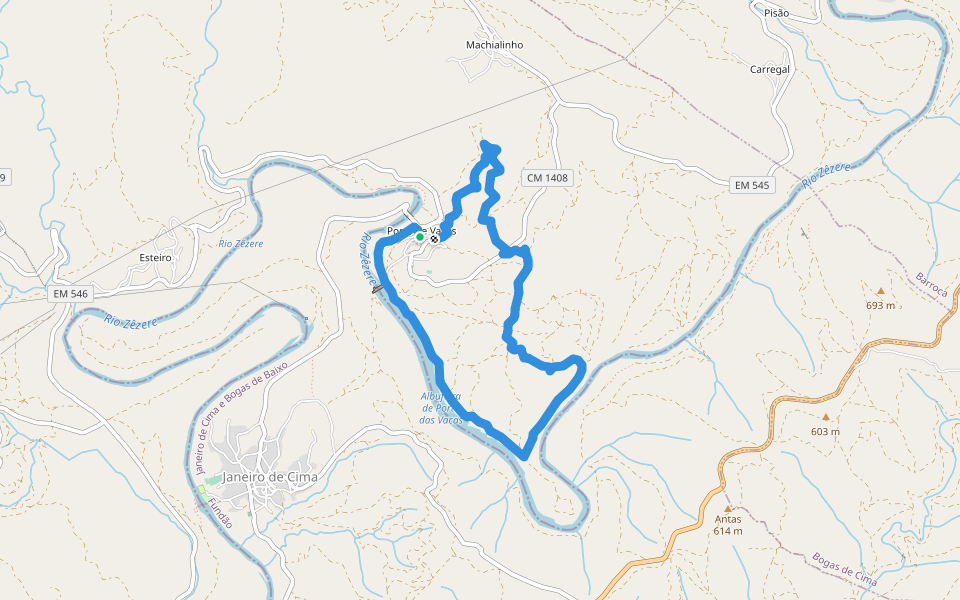 Caminho de Xisto de Porto das Vacas  walking route map in Dornelas do Zêzere