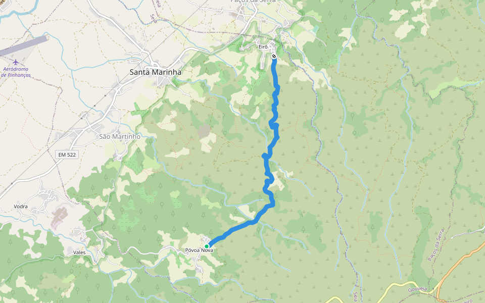 Trilho T2 (PNSE) walking route map in São Martinho