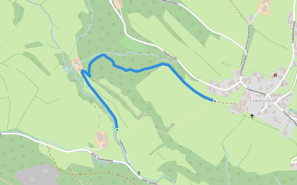Falkenstein - Fischbach, flacher Anstieg walking route map in Falkenstein
